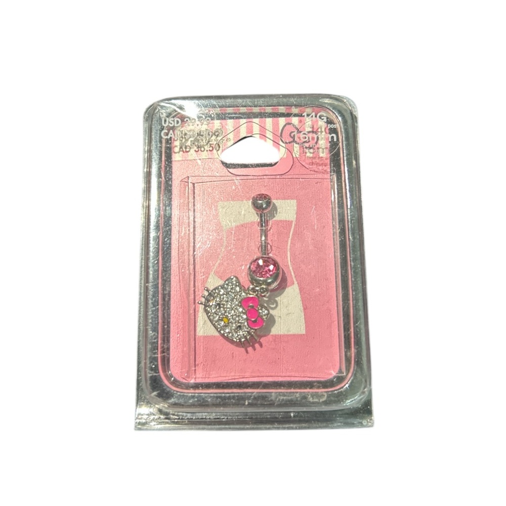 Hello Kitty Silver and Pink Gem Belly Ring